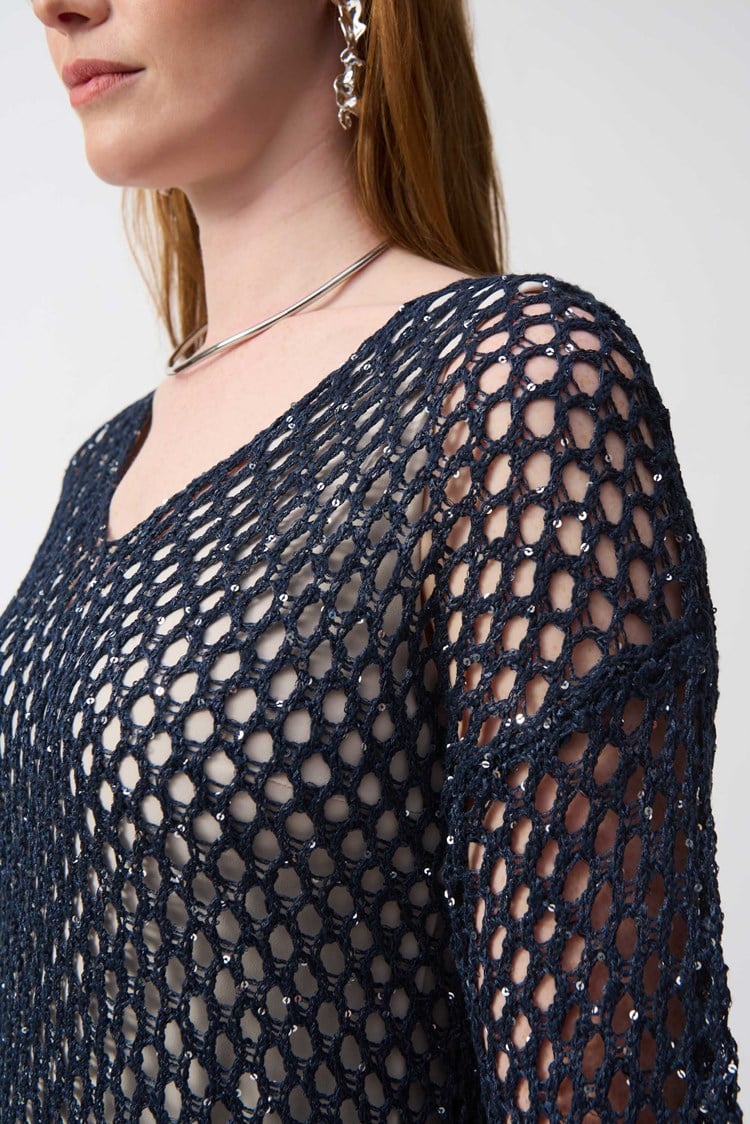 Open Stitch Sweater With Sequins