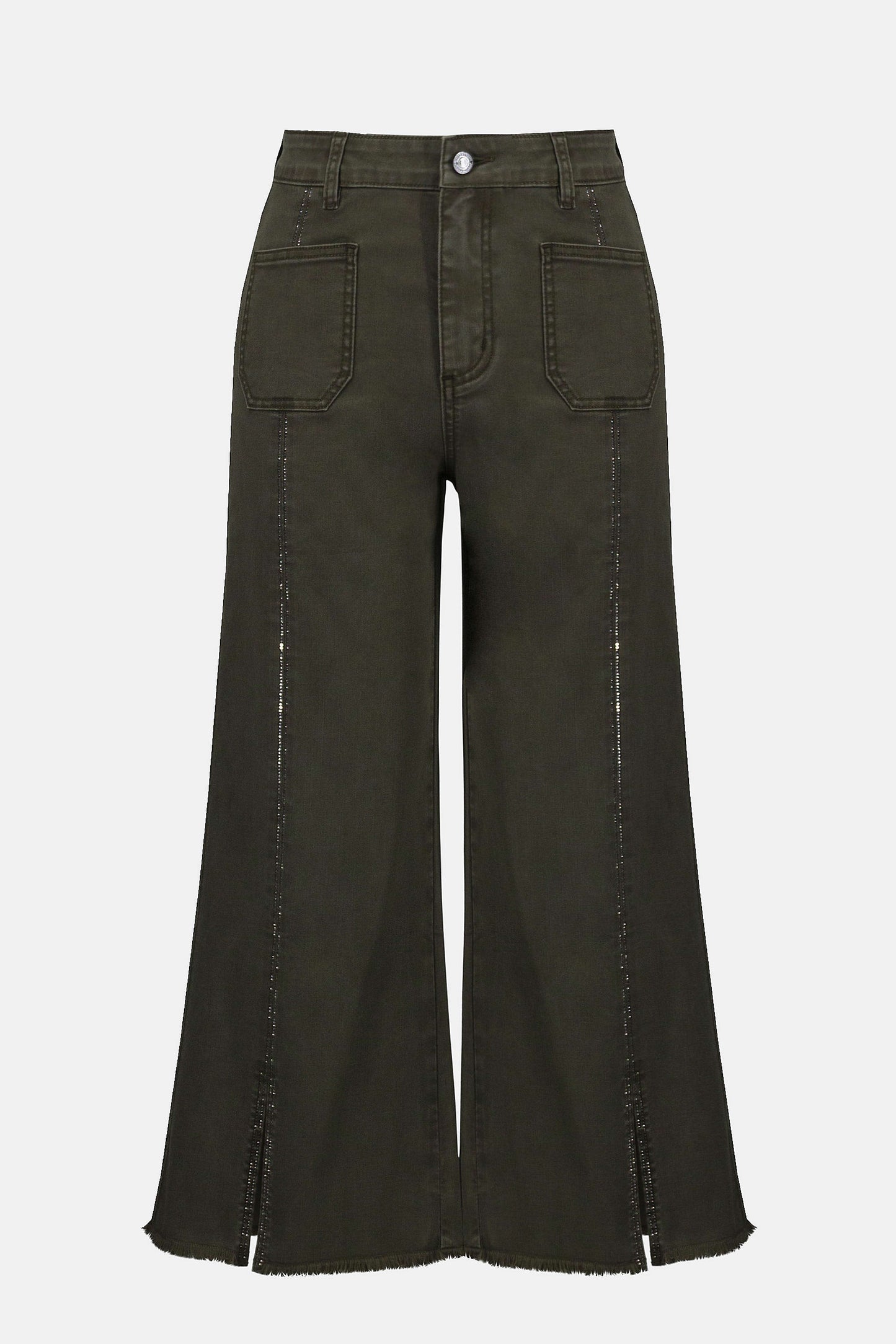 Culotte Jeans With Embellished Front Seam
