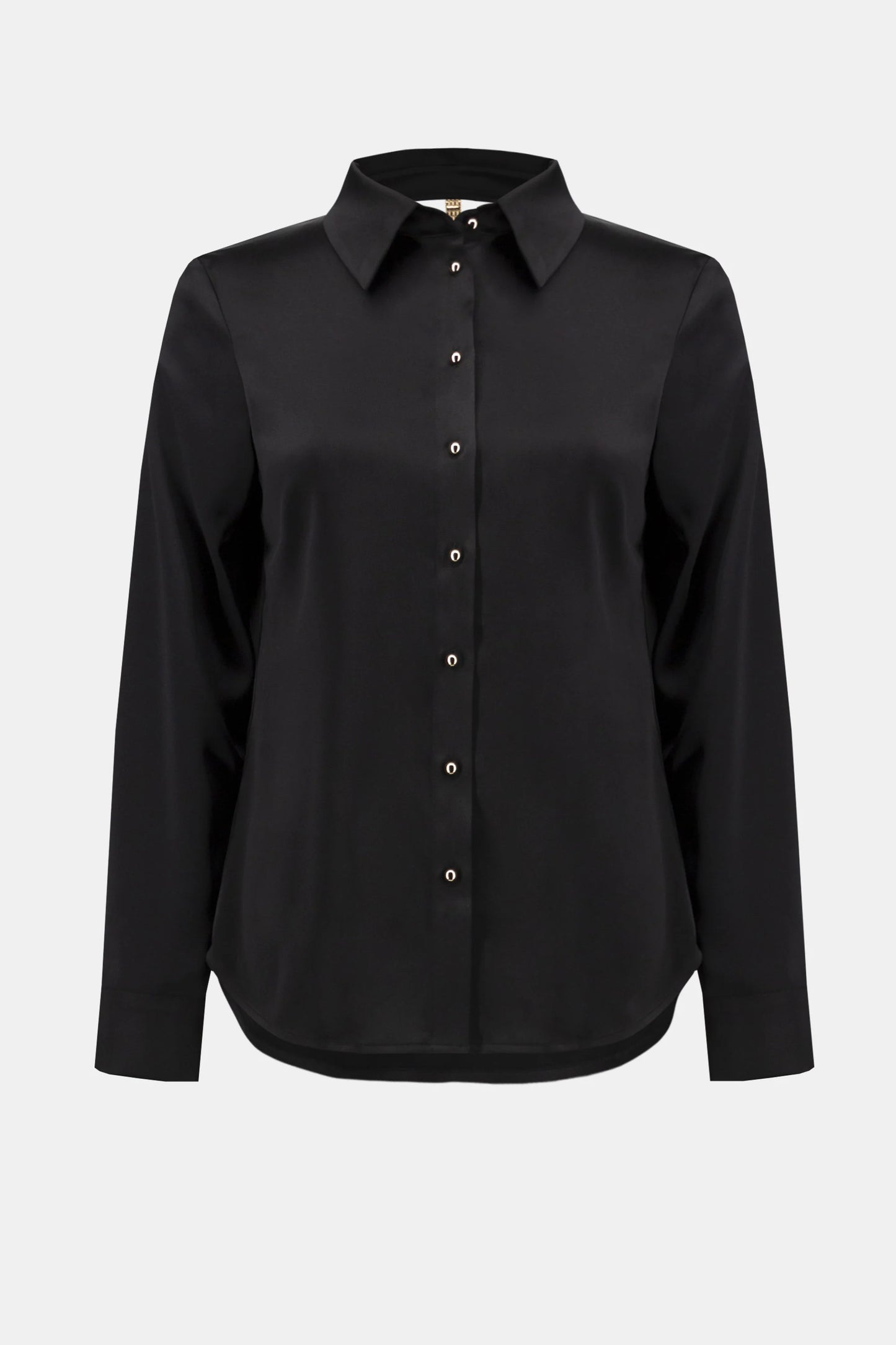 Satin Blouse with Back Cowl Neck and Rhinestone Detail