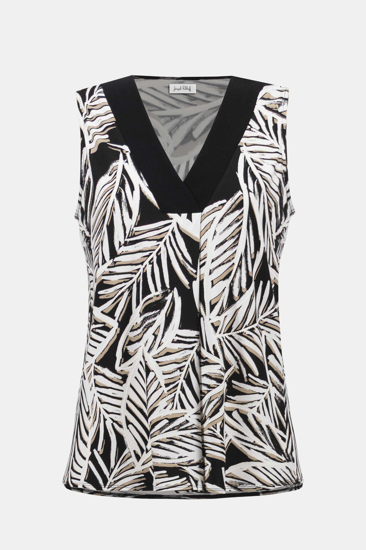 Silky Knit Tropical Print Sleeveless Trapeze Top