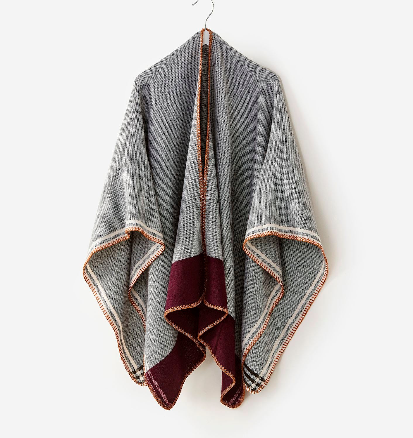 Wrap with Contrast Border & Stitched Detail