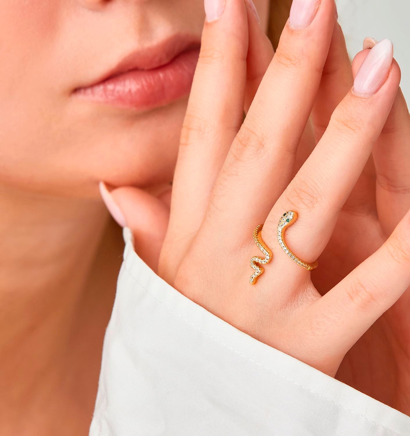 Gold Plated Snake Ring