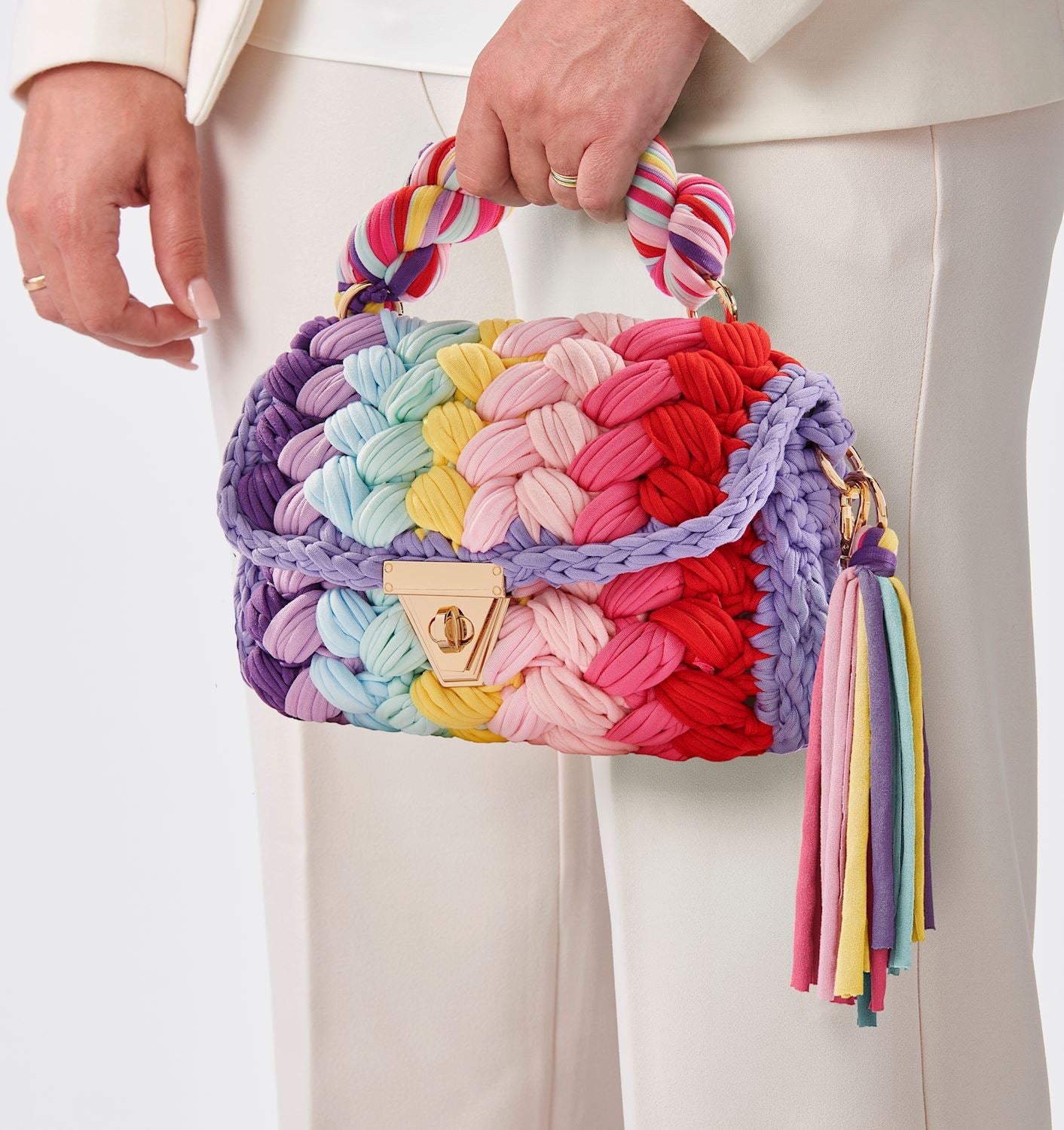 Multicolour Woven Handbag