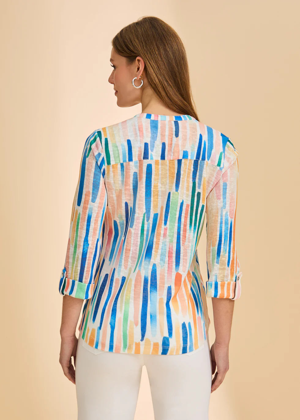 3/4 Sleeve Henley Top, Bright