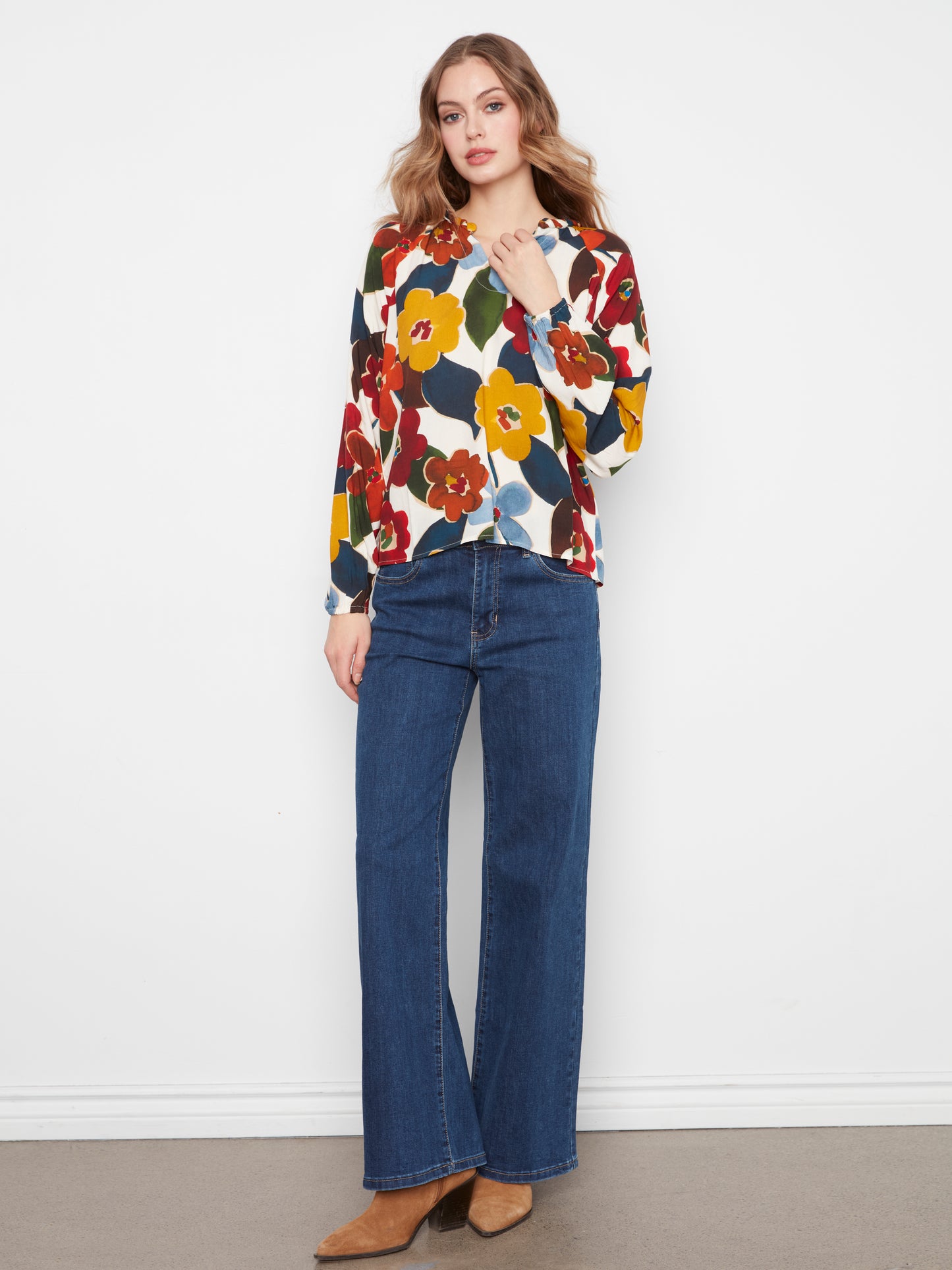 Floral Raglan Sleeve Blouse