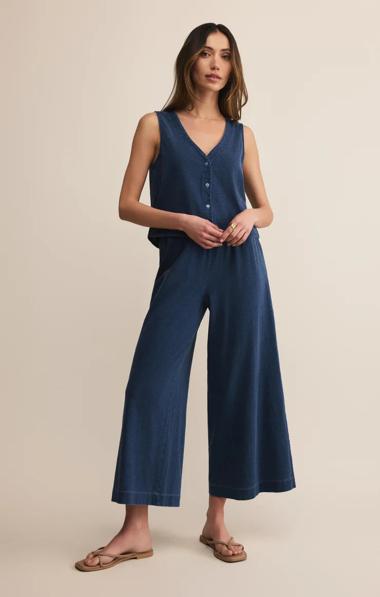 Solace Jersey Denim Top- Indigo