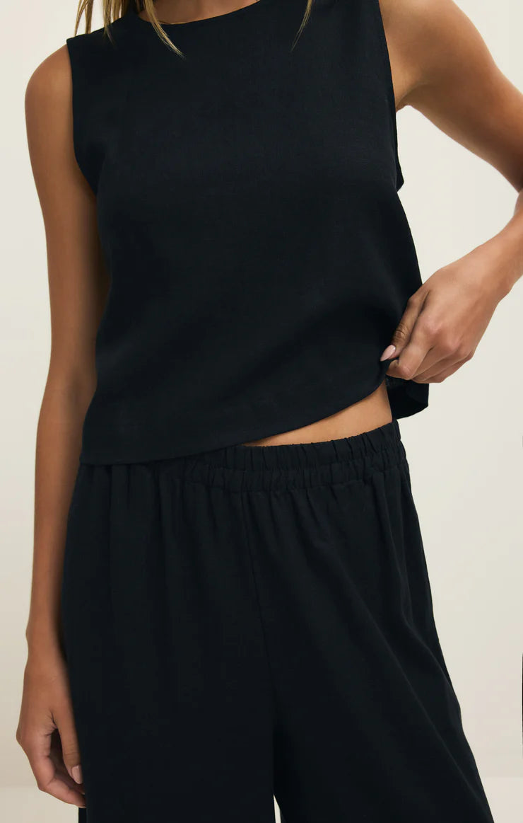 Sloane Linen Top - Black