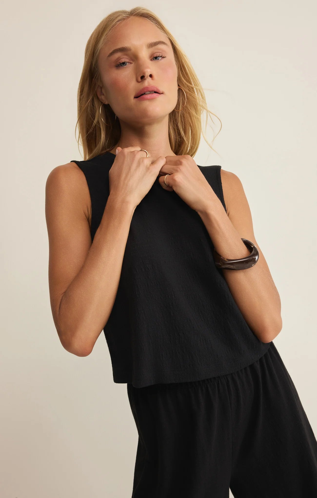 Sloan Textured Top - Black