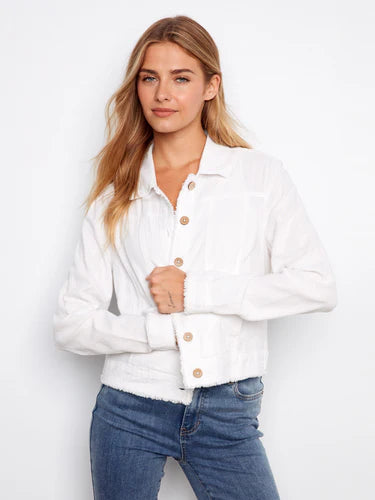 Linen Jacket with Frayed Hem