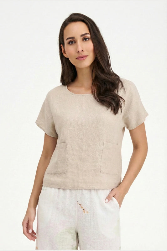 Front Pockets Cinched Back Tee