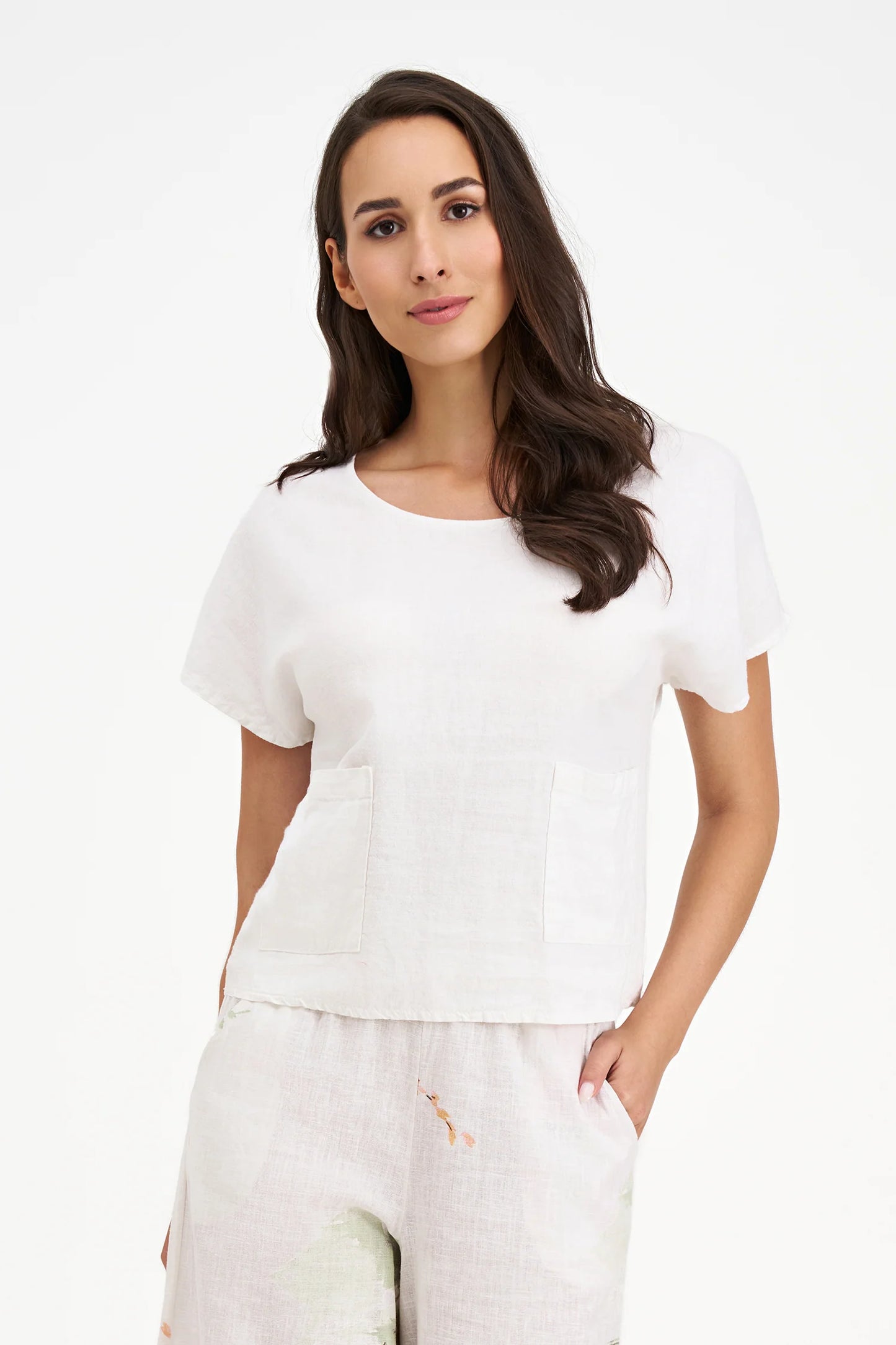Front Pockets Cinched Back Tee