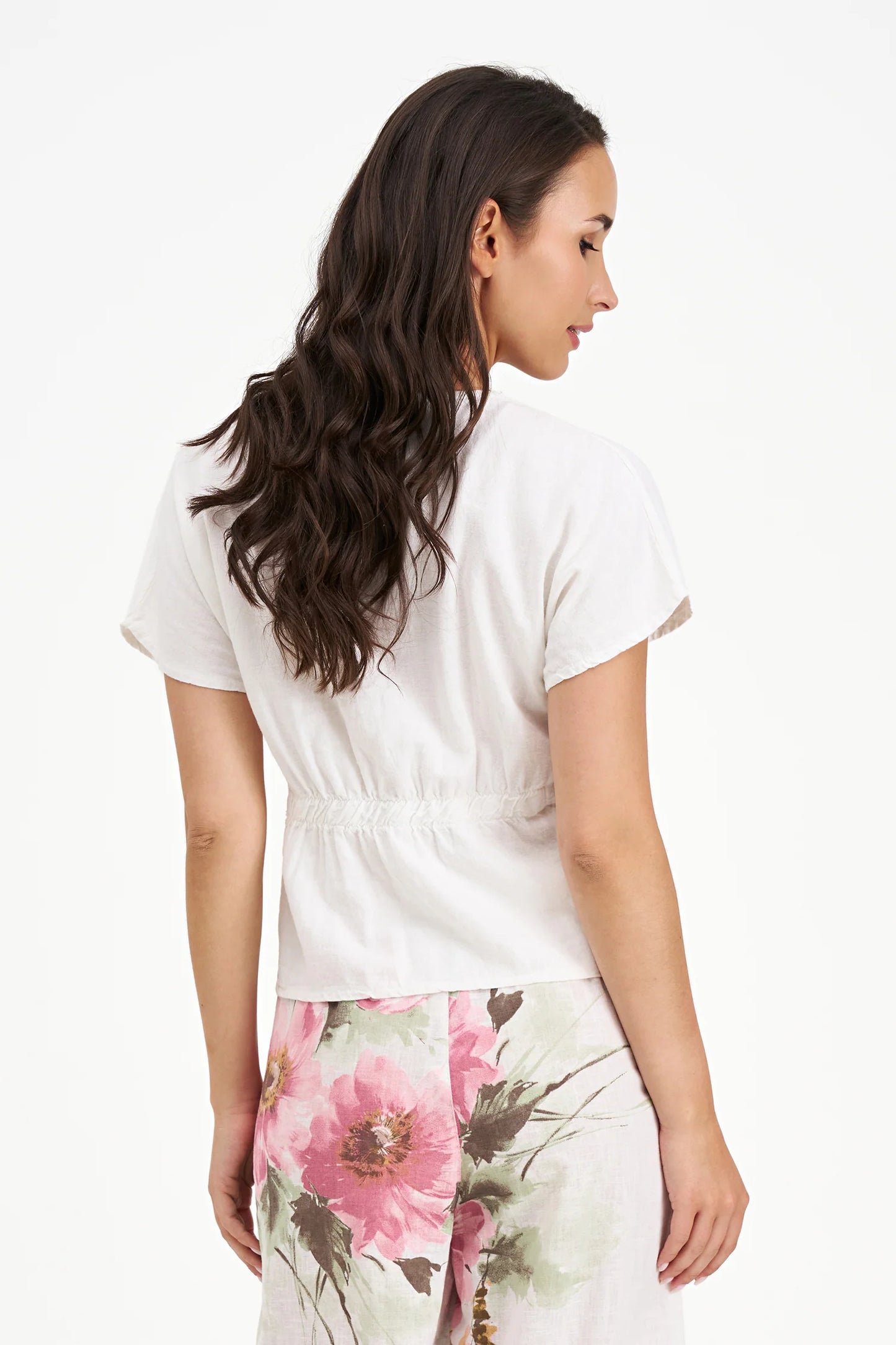 Front Pockets Cinched Back Tee
