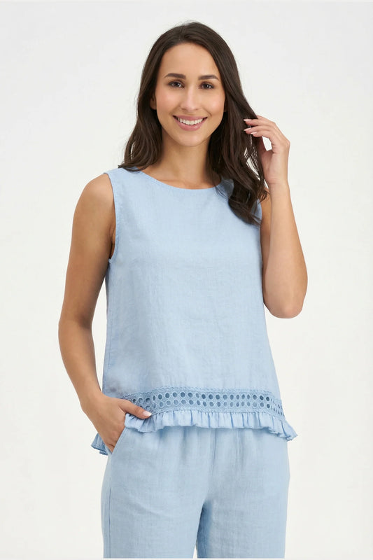 Sleeveless Woven Top - Sky