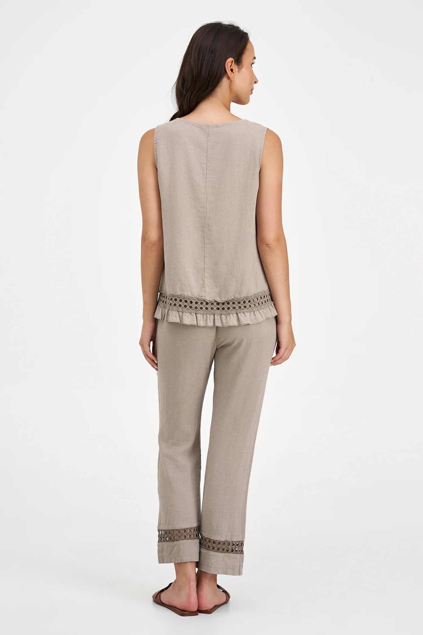 Sleeveless Woven Top - Truffle