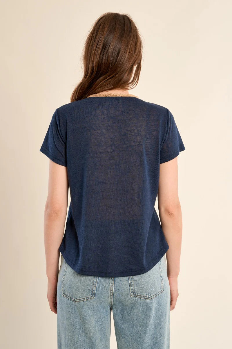 Gold Lining V-Neck  T-Shirt