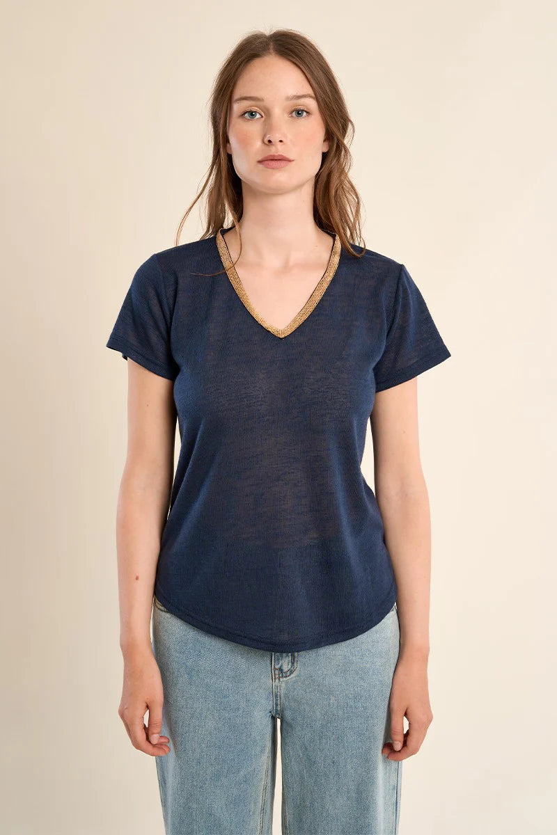 Gold Lining V-Neck  T-Shirt
