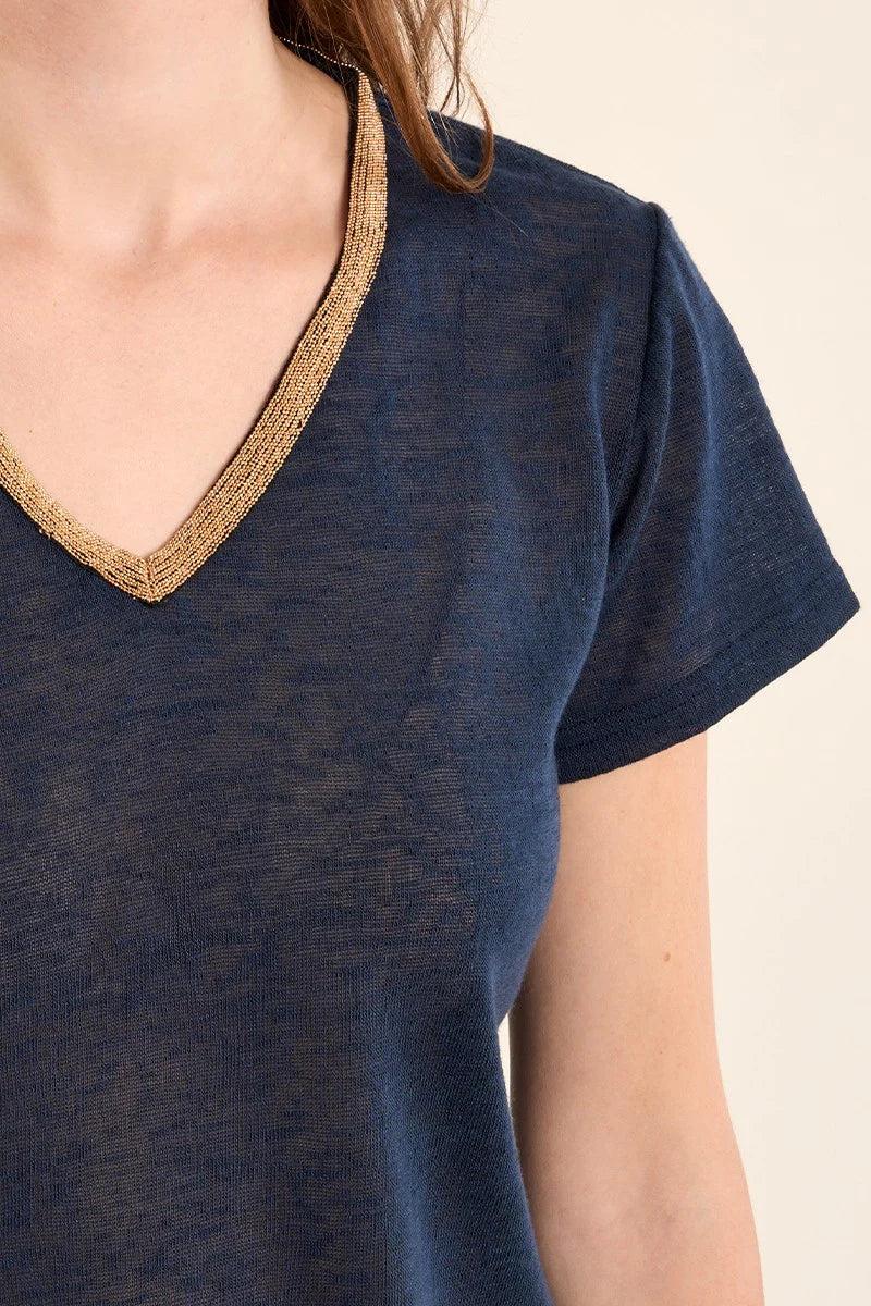 Gold Lining V-Neck  T-Shirt