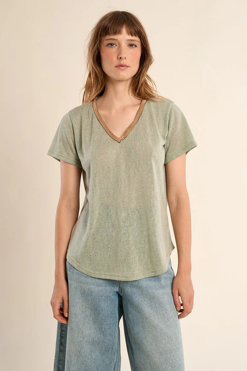 Gold Lining V-Neck  T-Shirt
