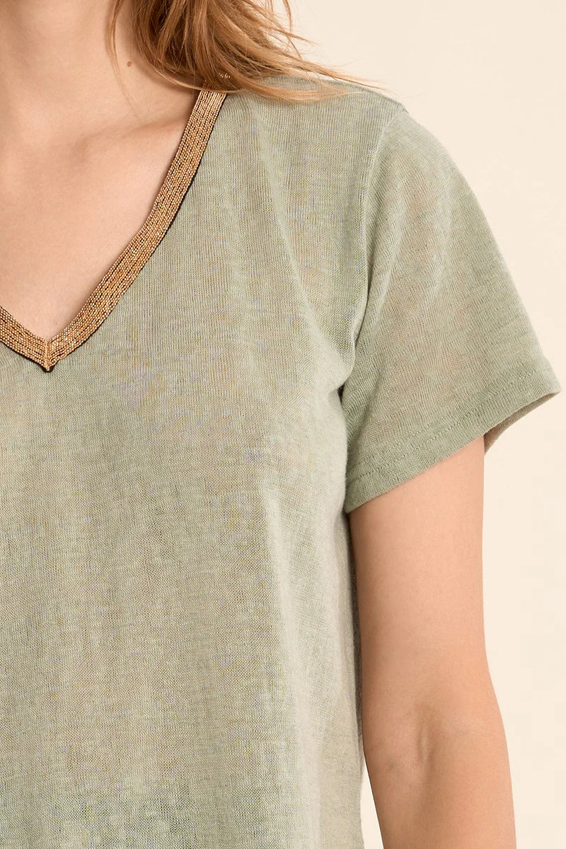 Gold Lining V-Neck  T-Shirt