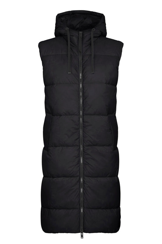 Long Puffer Vest - Black