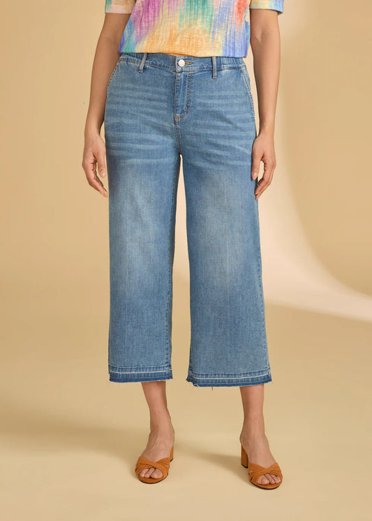 Pull-On Wide Crop Trouser Denim