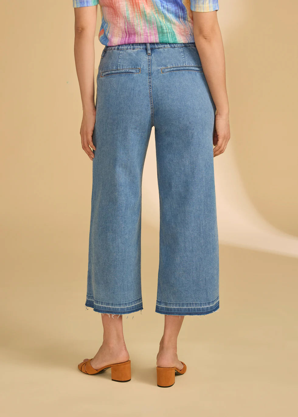 Pull-On Wide Crop Trouser Denim