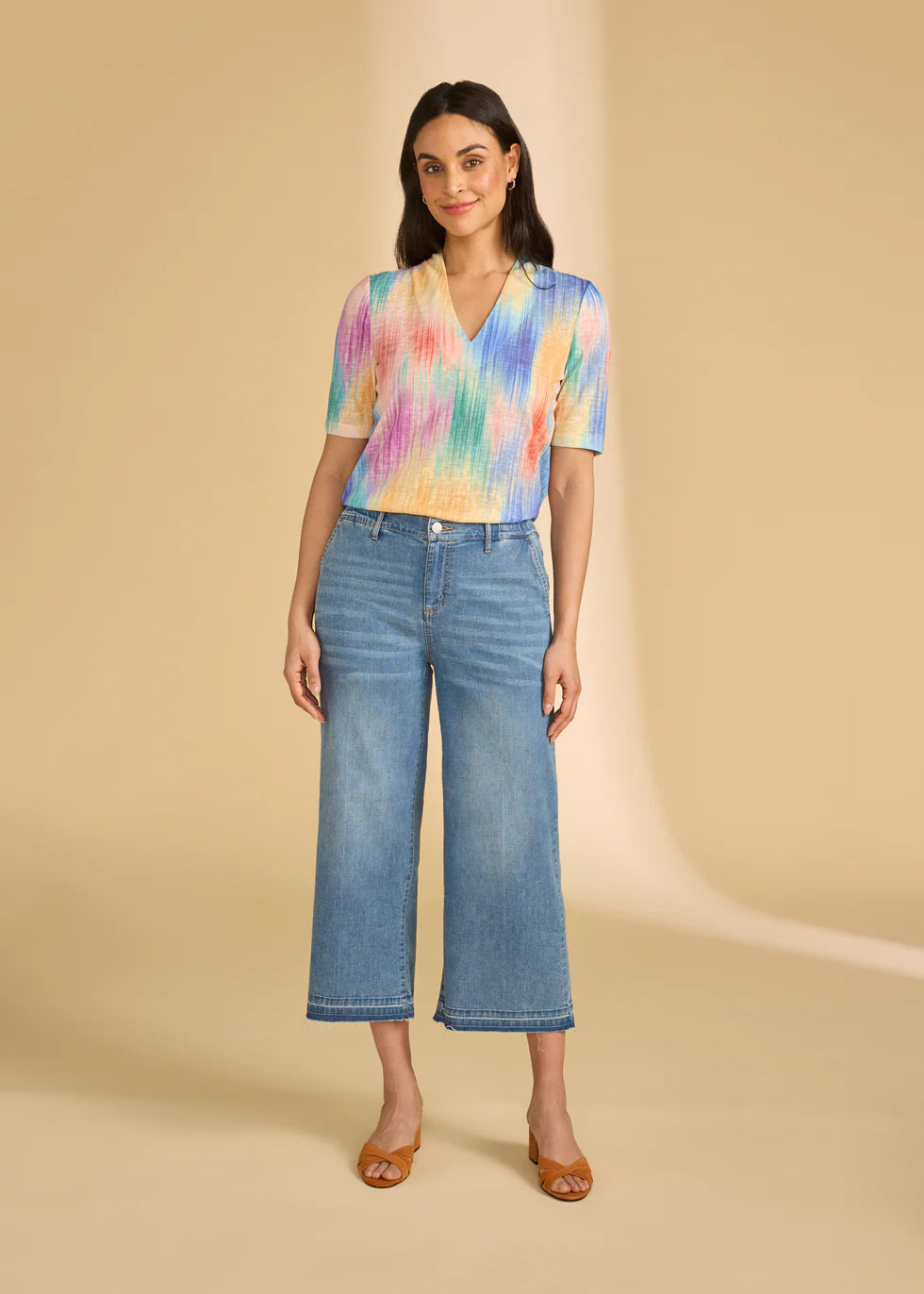 Pull-On Wide Crop Trouser Denim