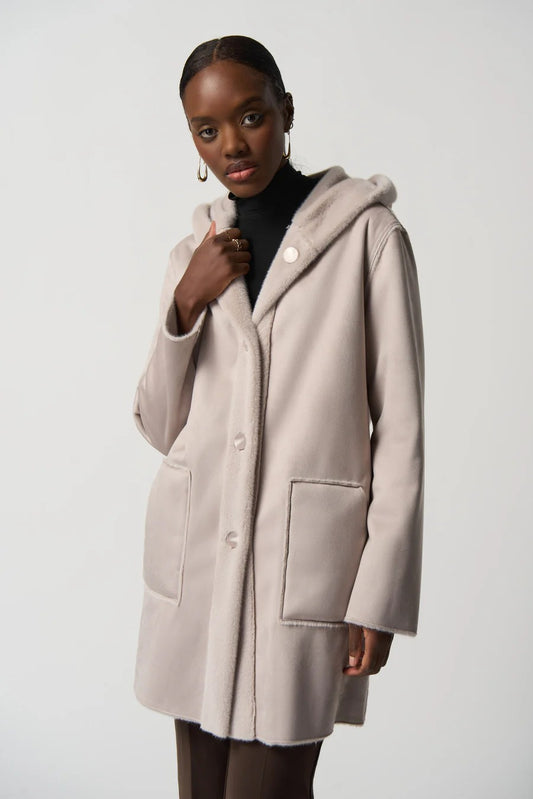 Suede Hooded Coat