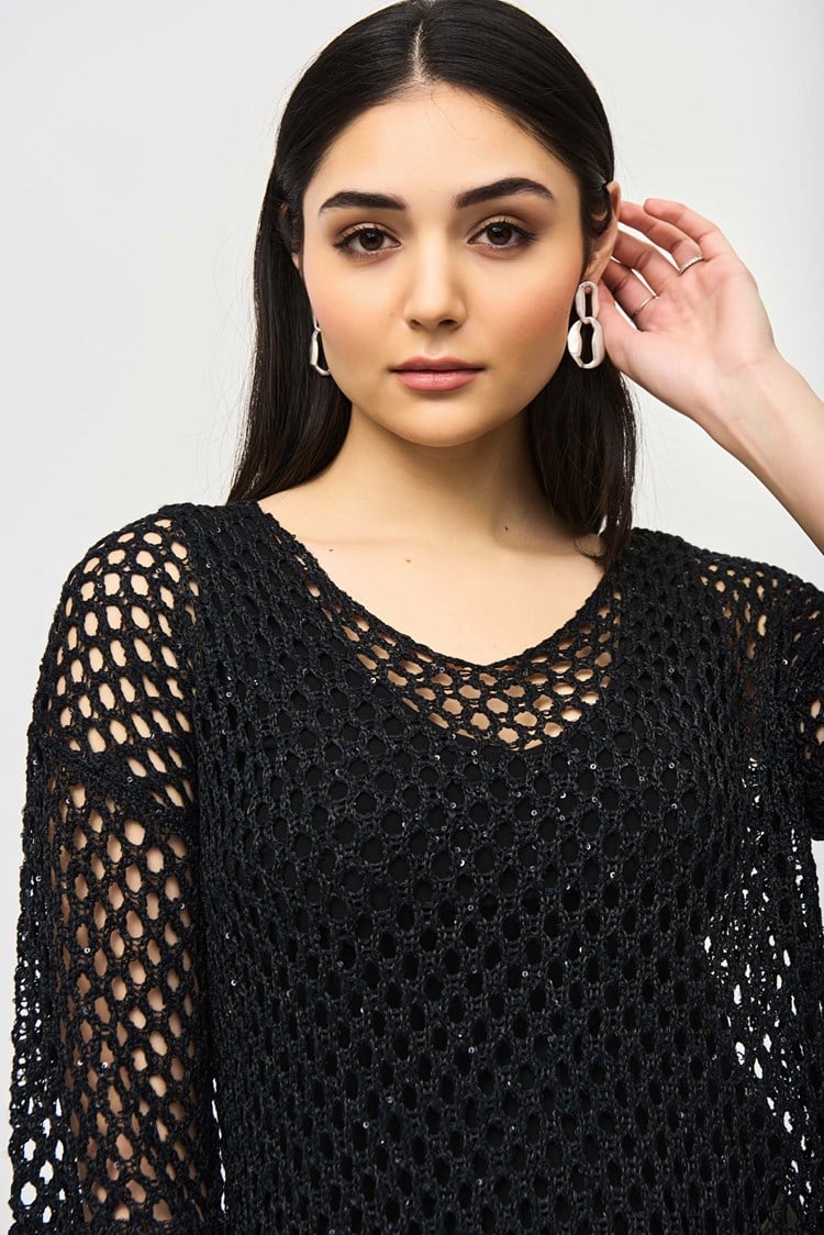Open Stitch Sweater With Sequins