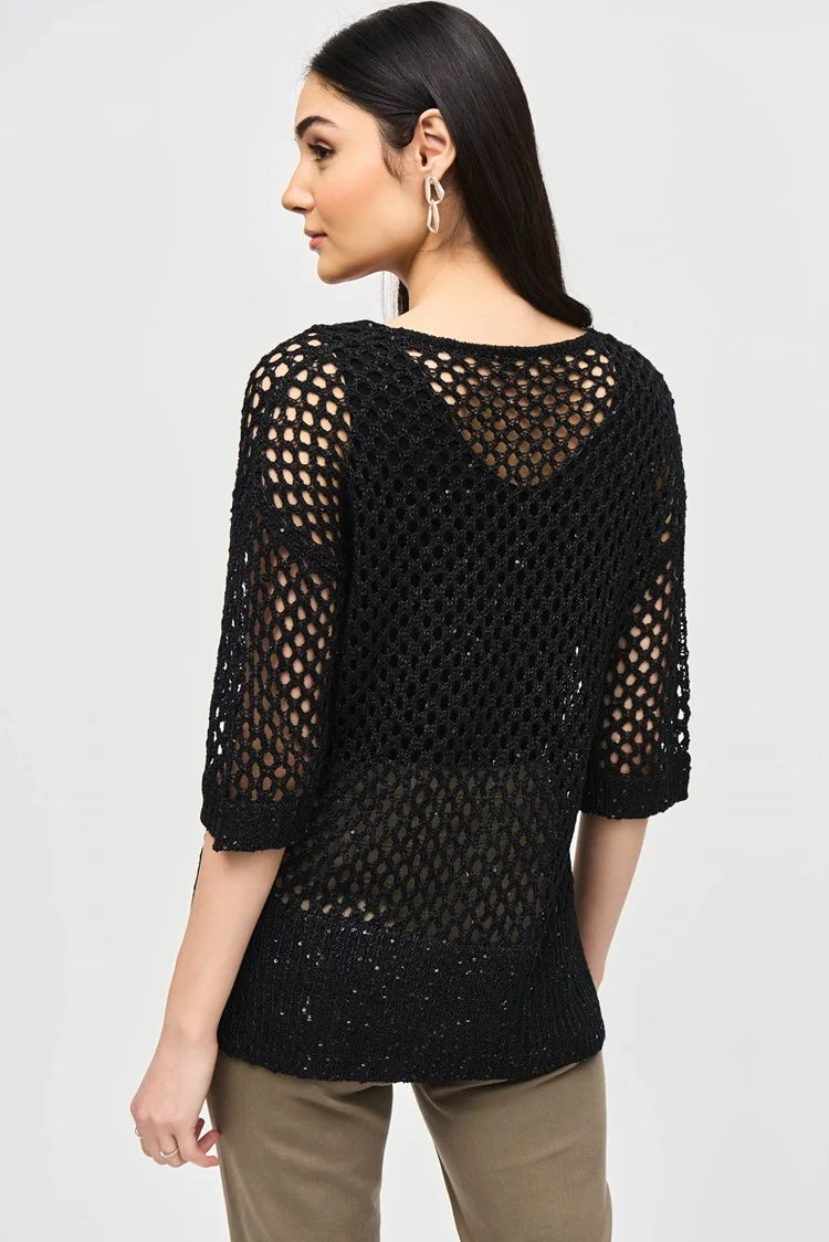 Open Stitch Sweater With Sequins