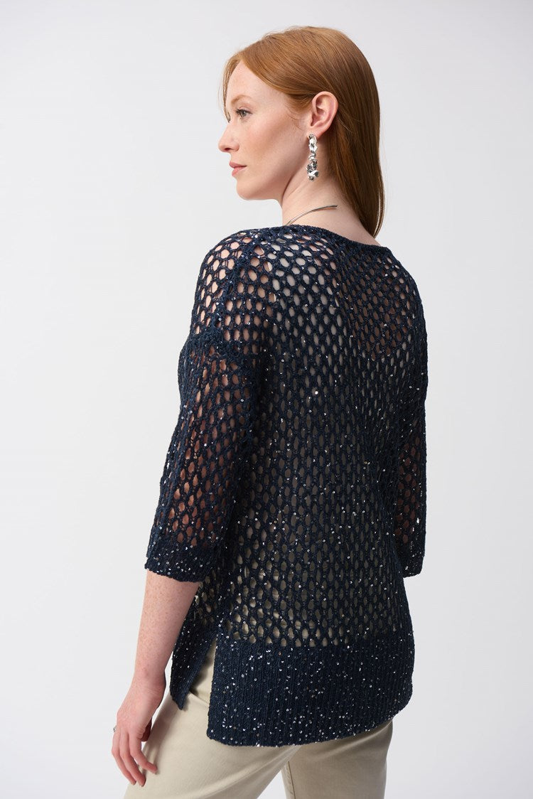 Open Stitch Sweater With Sequins