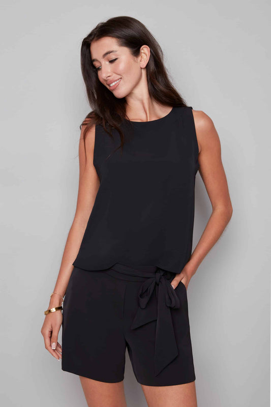 Gianna Vegan Silk Tank -Black