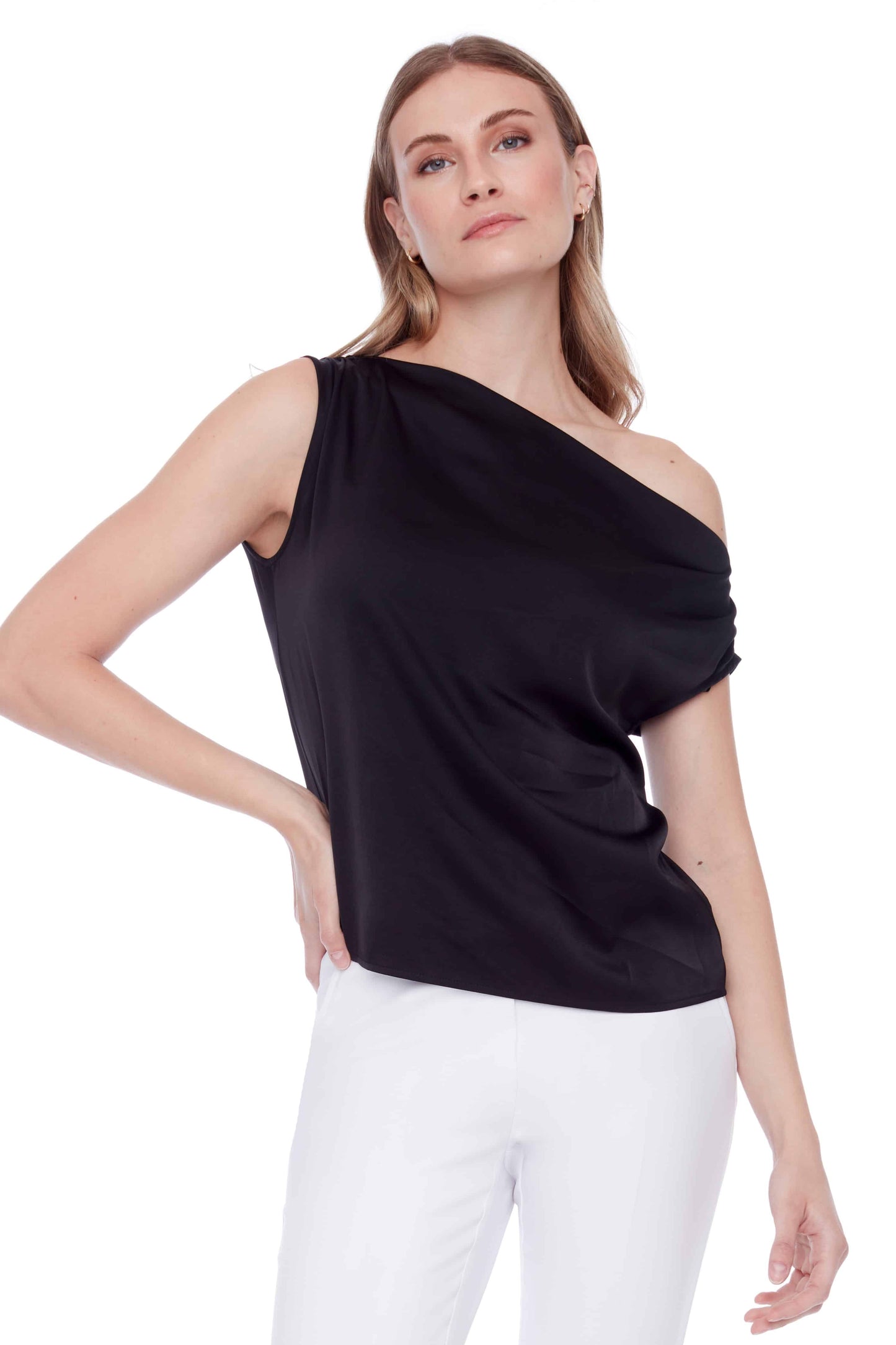 Lily Solid Satin Asymmetric Top