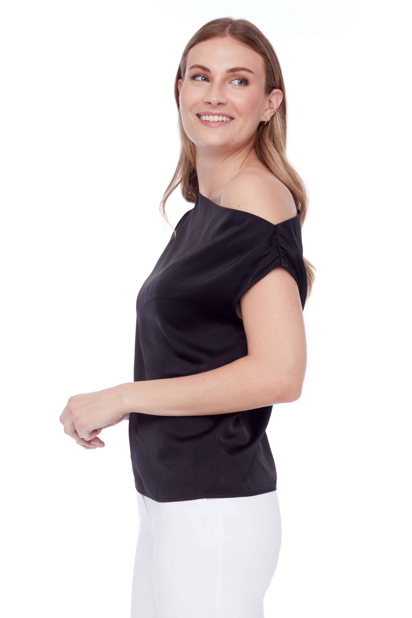 Lily Solid Satin Asymmetric Top