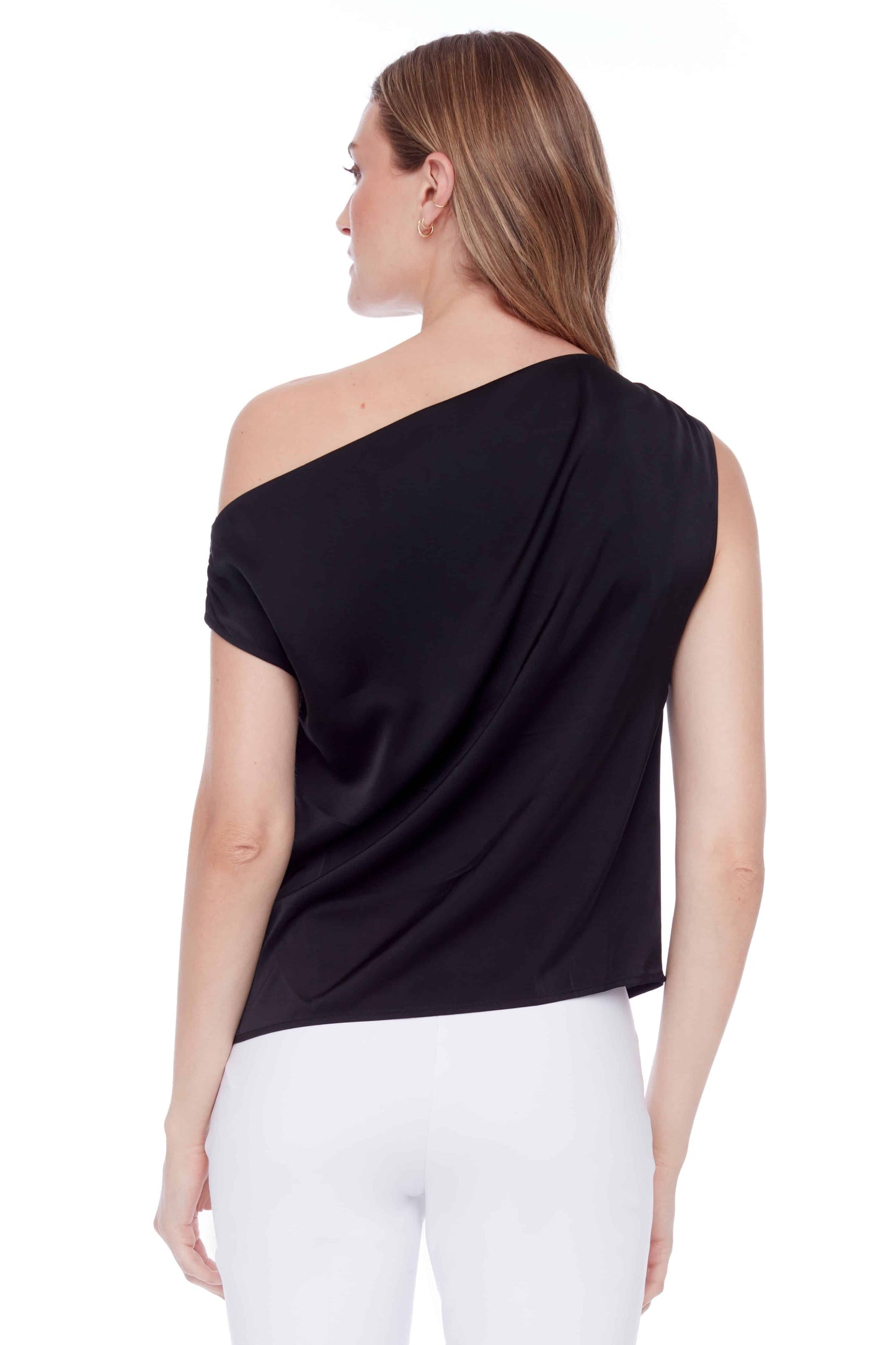 Lily Solid Satin Asymmetric Top