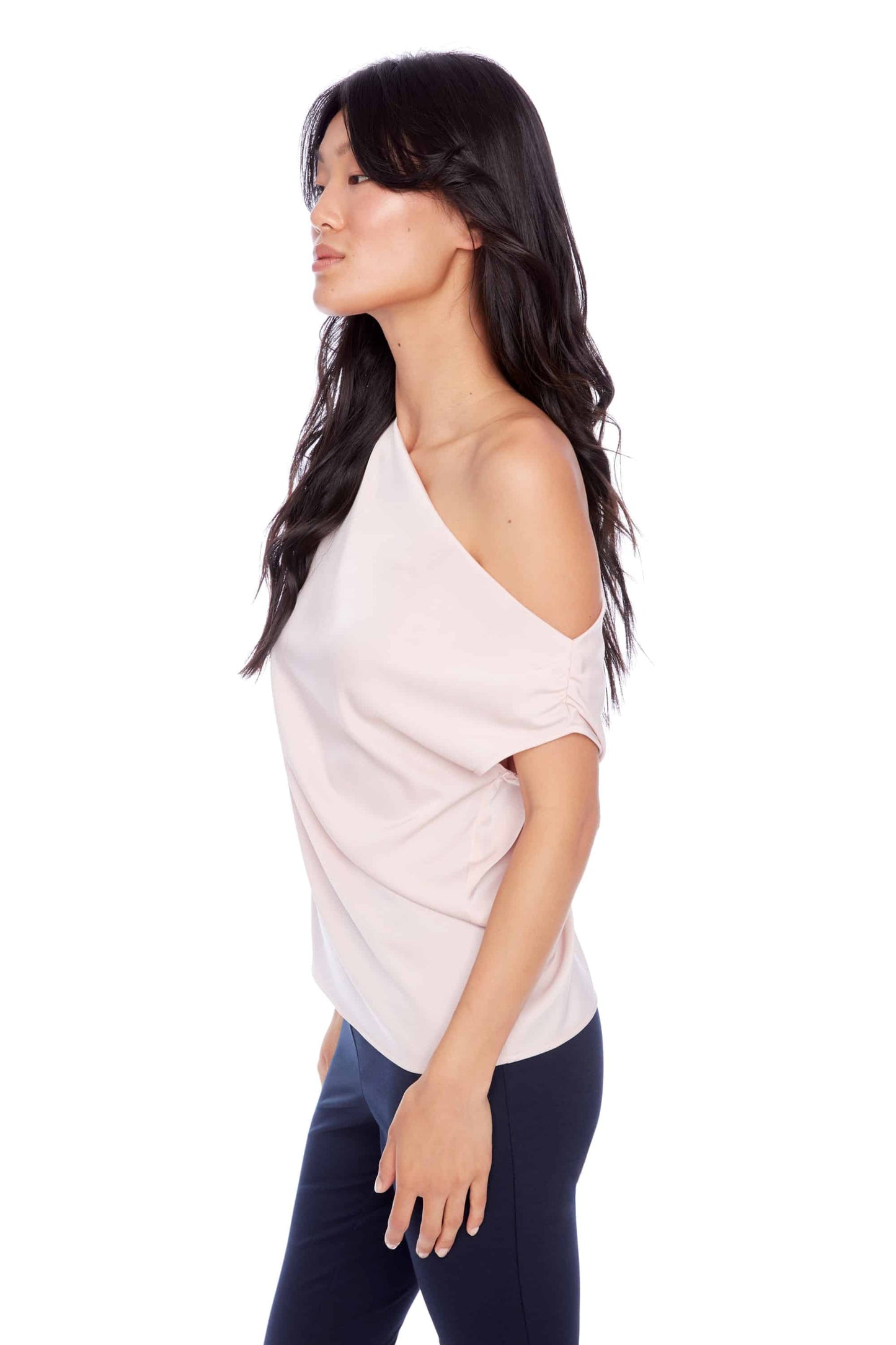 Lily Solid Satin Asymmetric Top