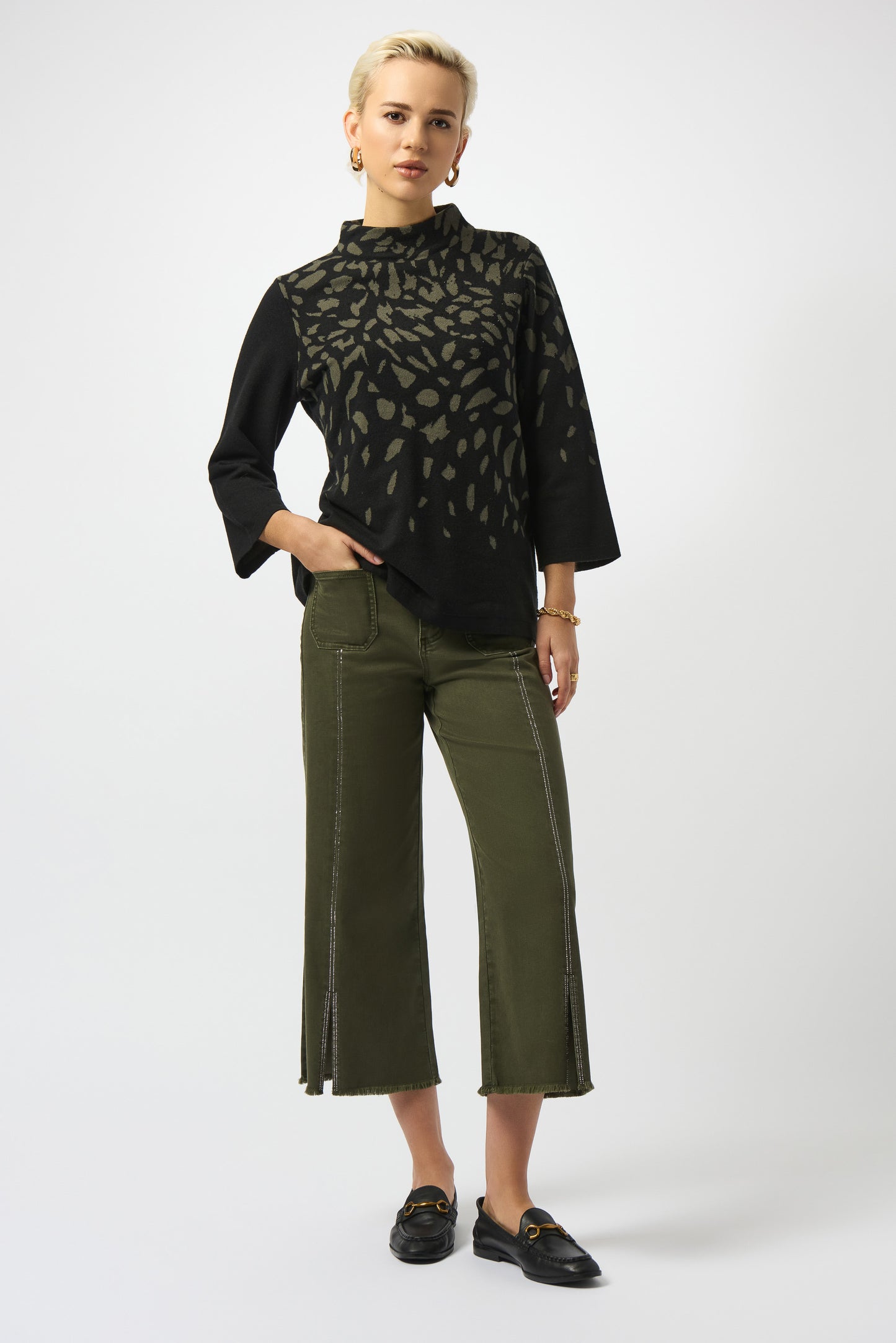 Culotte Jeans With Embellished Front Seam
