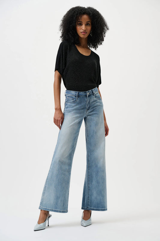 Goldie Classic Wide-Leg  Stretch Jeans - Light Blue