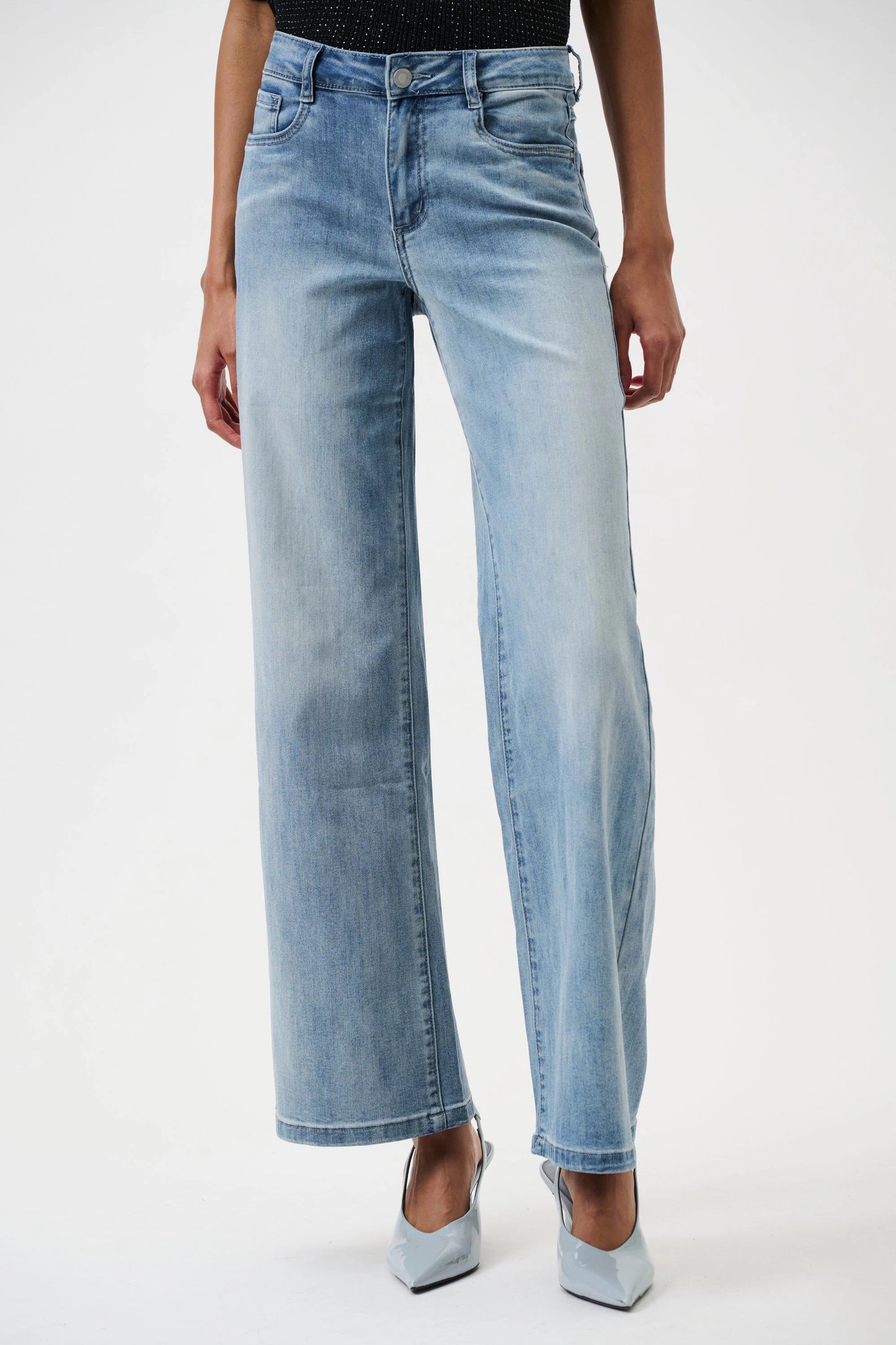 Goldie Classic Wide-Leg  Stretch Jeans - Light Blue