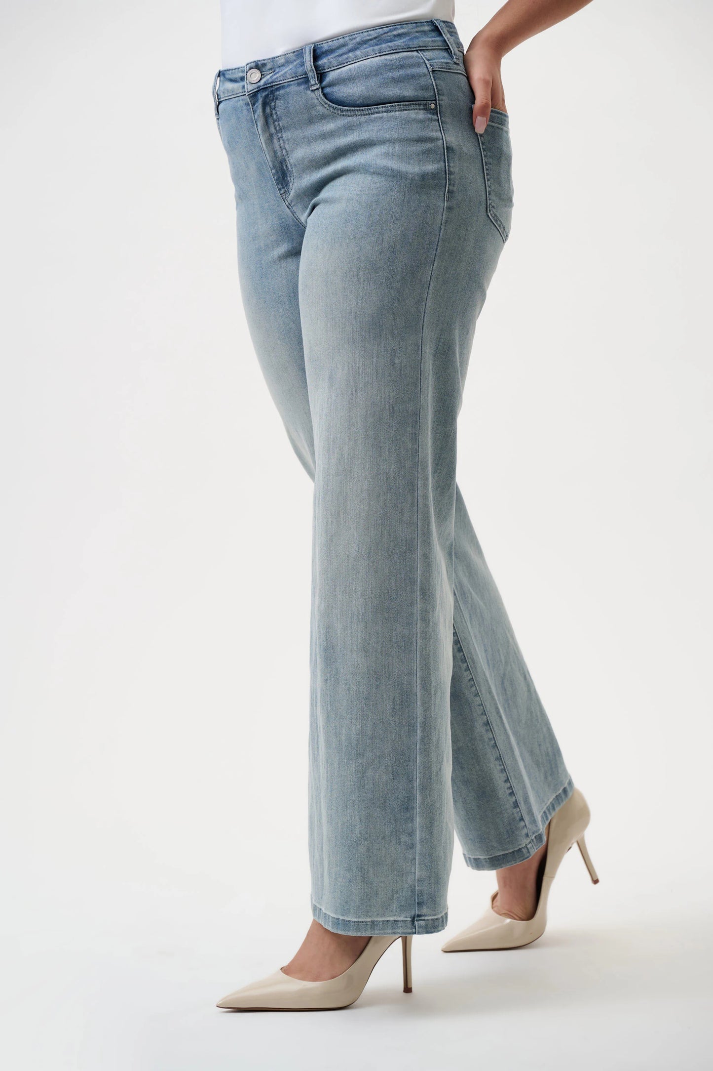 Goldie Classic Wide-Leg  Stretch Jeans - Light Blue