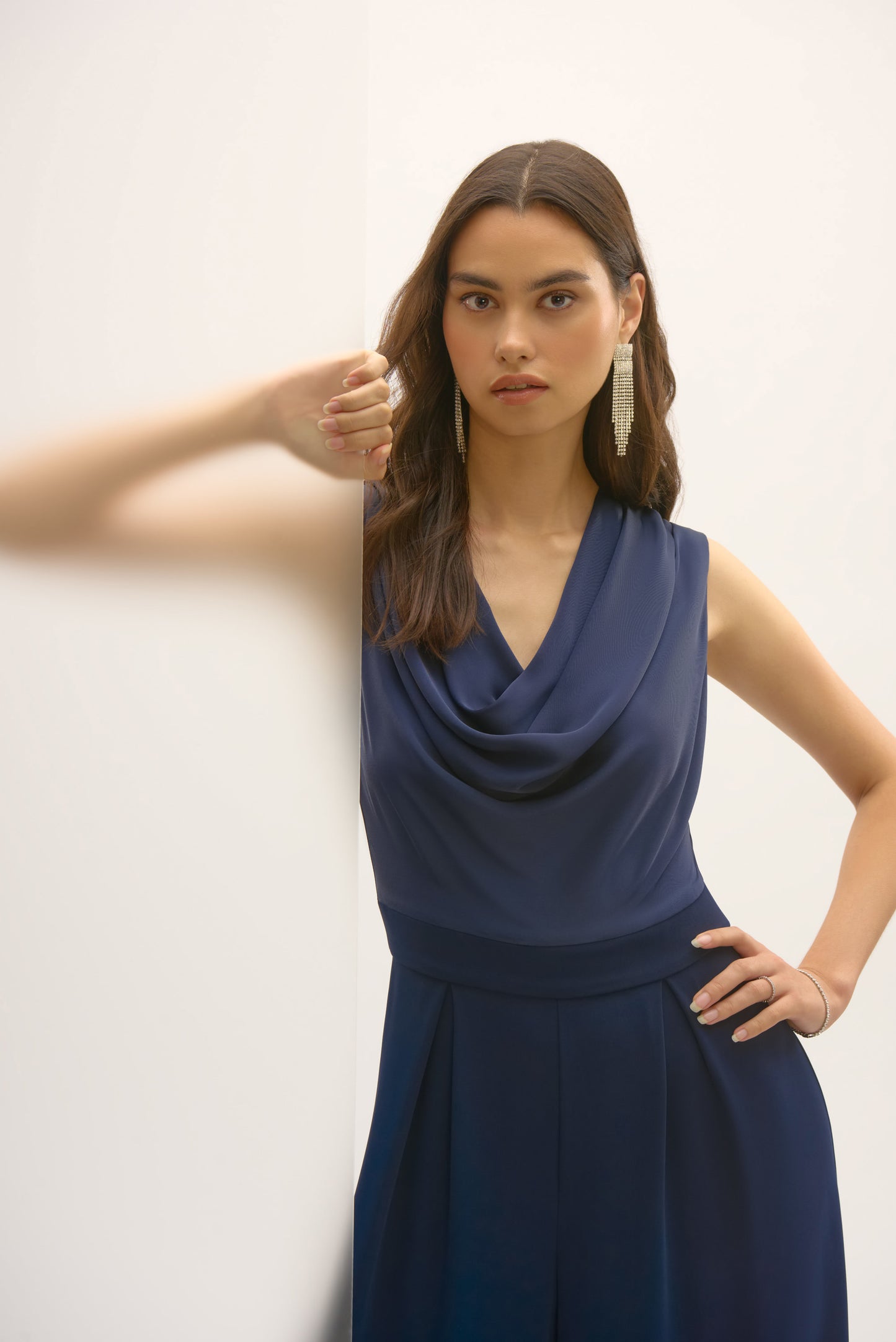 Signature Satin and Crepe Wide Leg Jumpsuit