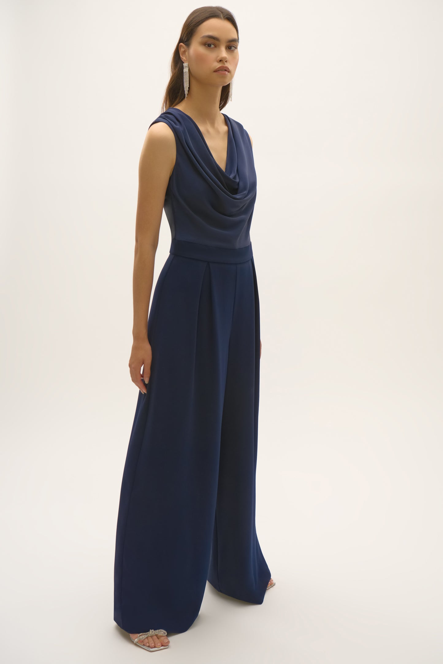 Signature Satin and Crepe Wide Leg Jumpsuit