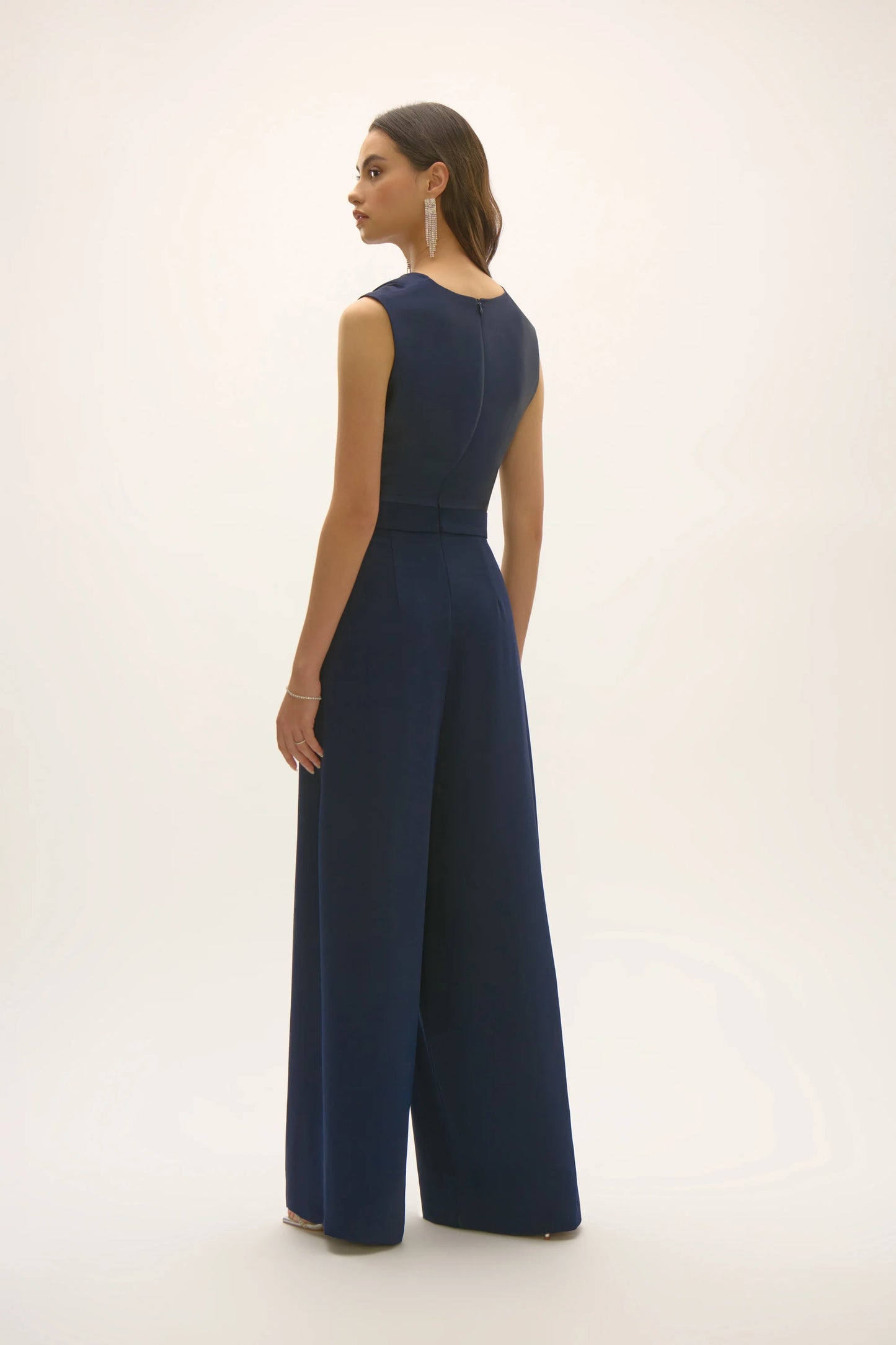 Signature Satin and Crepe Wide Leg Jumpsuit