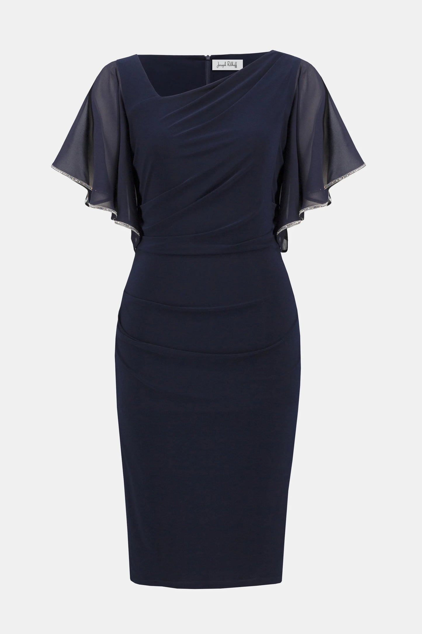 Silky Knit And Chiffon Sheath Dress
