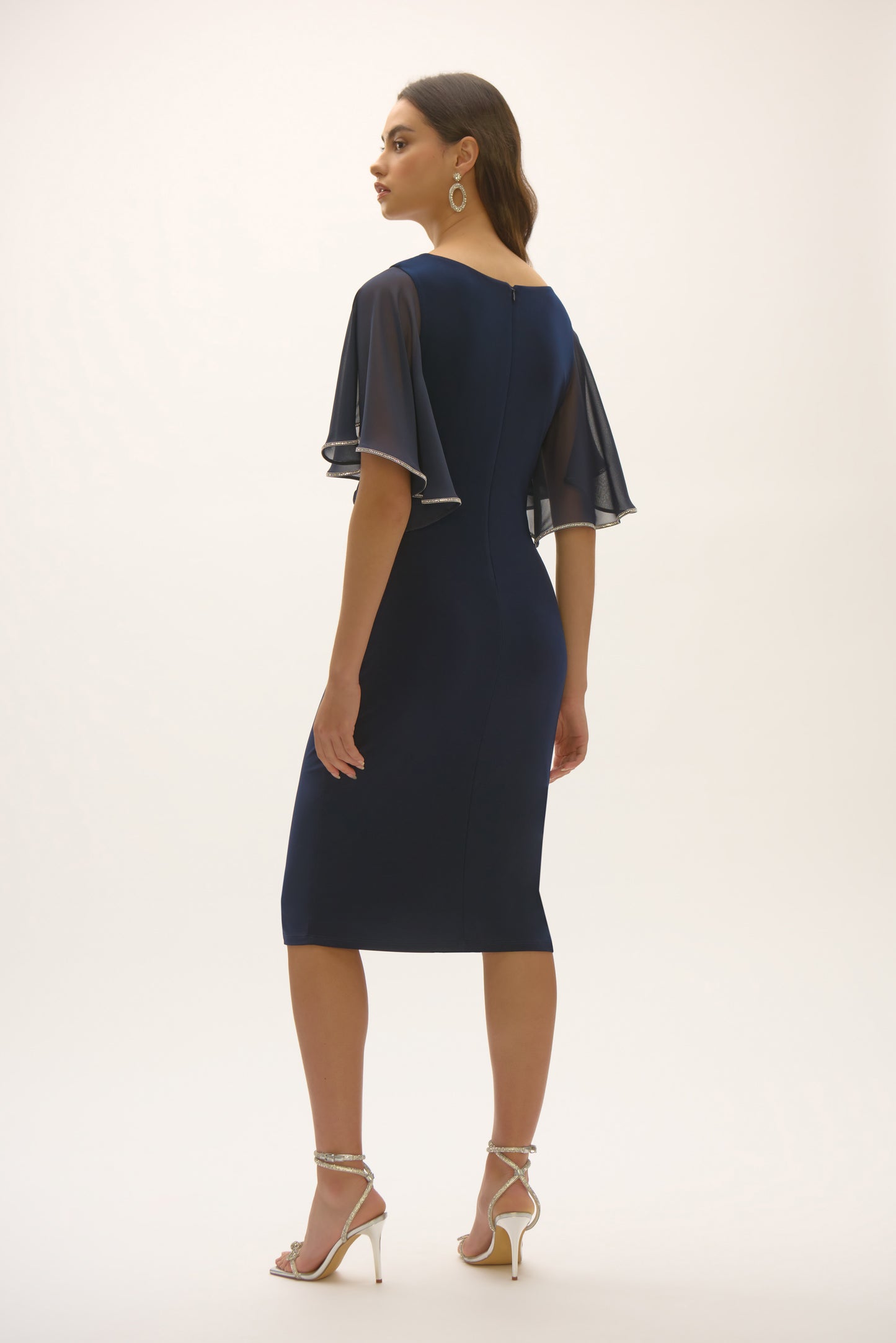 Silky Knit And Chiffon Sheath Dress