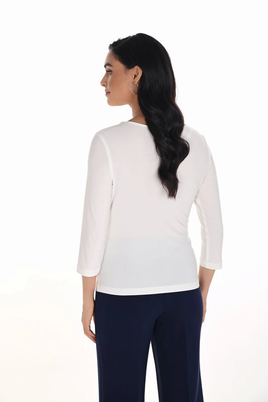 Ivory Square Neck 3/4 Sleeve Top