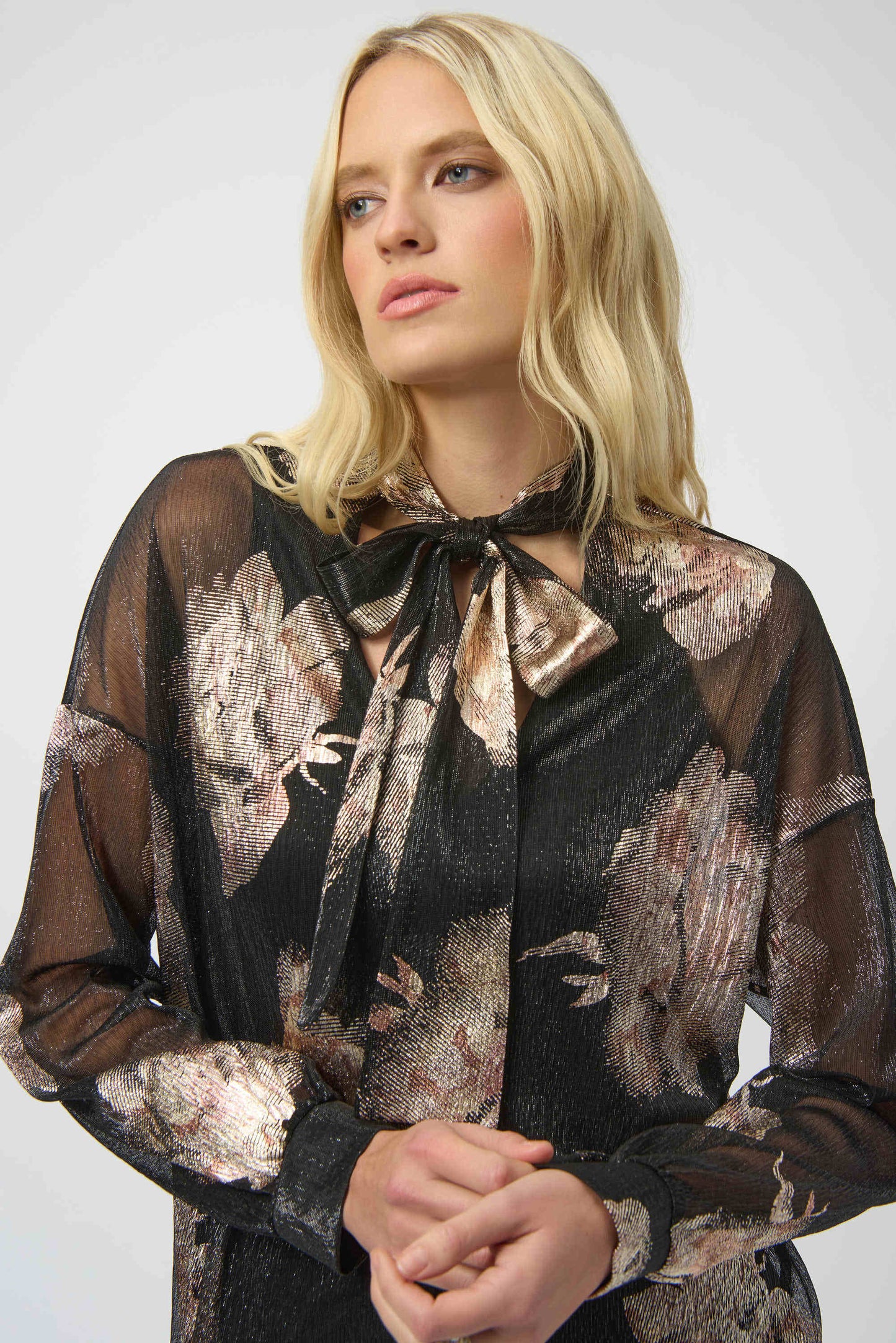Plissé Knit Foiled Floral Top