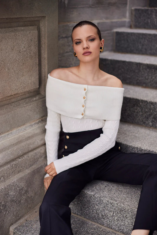 Off Shoulder Knit Sweater