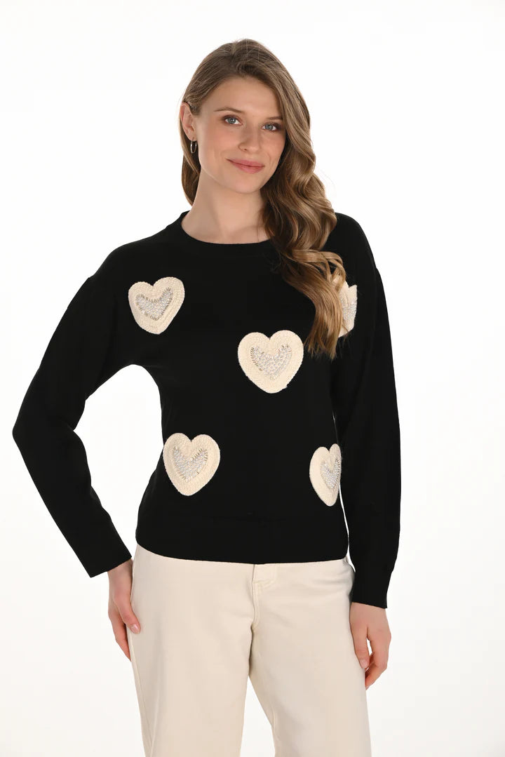 Embroidered Heart Motif Pullover