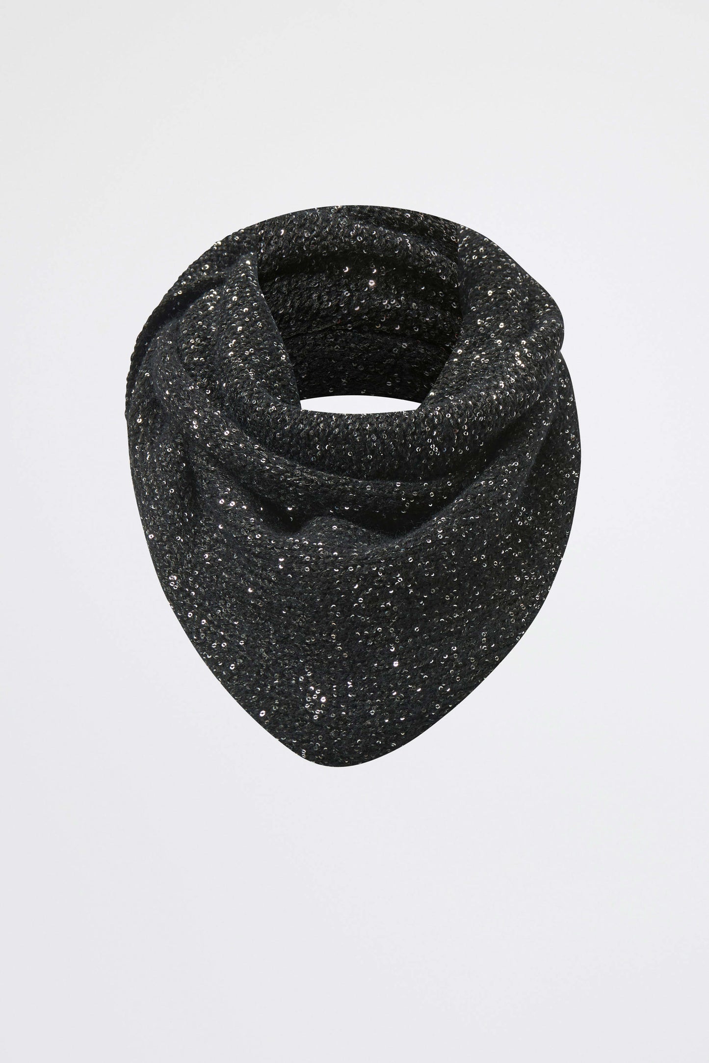 Knit Triangle Scarf with Sequins